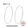 SOMILIA SOMILIA Platinum Big Hoop Earrings for Women, 925 Sterling Silver Jewelry Female Fashion Women Earrings 10-90mm For Gift