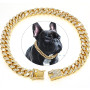 Pet Diamond Cuban Collar Walking Metal Chain with Design Secure Buckle Accessories
