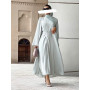 Muslim Dress Abaya Sets Women 3 Piece Nida Beading A-line Maxi Kimono Jubah Robe Abayas Vestidos Islamic Clothing