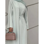 Muslim Dress Abaya Sets Women 3 Piece Nida Beading A-line Maxi Kimono Jubbah Robe Abayas Vertigos Islamic Clothing