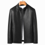Men's Stand Collar Jacket Natural Leather Thin Section Plus Velvet Fashion Jacket Motorcycle Youth