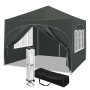 Folding Gazebo with 4 Side Walls 3x3m Party Tent Water-Repellent UV Protection Height-Adjustable for Garden Camping Picnic