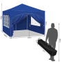 Folding Gazebo with 4 Side Walls 3x3m Party Tent Water-Repellent UV Protection Height-Adjustable for Garden Camping Picnic