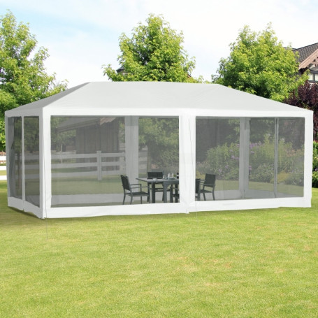 White gazebo 6 walls Mosquito nets 6 x 3 x 2.5 m