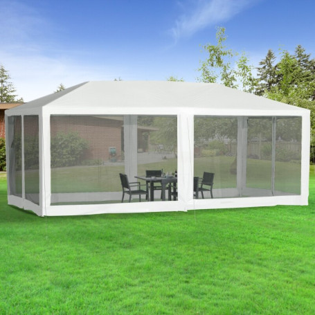 White gazebo 6 walls Mosquito nets 6 x 3 x 2.5 m