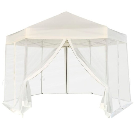 Hexagon Pop-up Party Tent Heavy-Duty Garden Camping Gazebo with 6 Sidewalls Steel Frame Collapsible Gazebo Easy Assembly