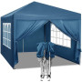 Blue Foldable Garden Tent 3 x 3m Garden Canopy with Carry Bag Camping Pavillon Gazebo Sunshade Shelter