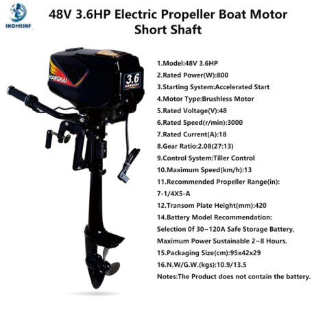 HANGKAI 48 V 3.6-5.0 HP Brushless Inflatable Boat Outboards Propeller Motor Assault Boat Canoeing Engine Motors Free Shipping
