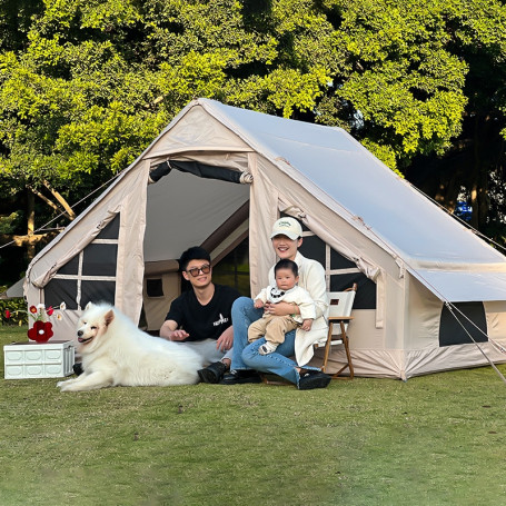 3-4 Person Inflatable Tent Thickened  Family Rainproof  Sunscreen Shelter Tent  With Enlarged Canopy  Camping Outdoor