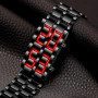 Fashion Mens Digital Lava Wrist Watch Men Black Full Metal Red Blue LED Display Watches Gifts for Male Boy Sport Creative Clock
