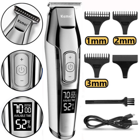 Hair Clipper Adjustable Speed LED LCD Digital Carving USB Rechargeable Men Beard Trimmer Hairstyle