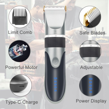 Hair Clipper Electric Barber Hair Trimmers For Men Adults Kids Cordless Rechargeable