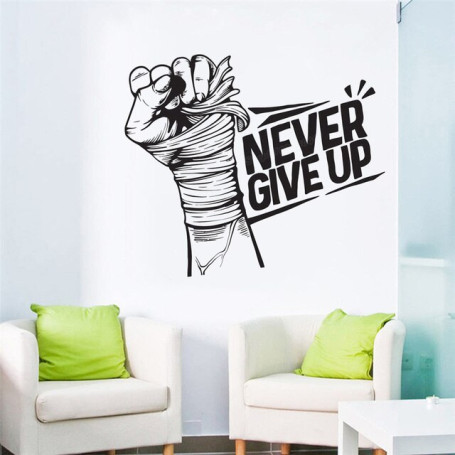 Motivational wall decal Gym wall Decor vinyl Never Give up quotes Phrase sport Gym training Wall Sticker