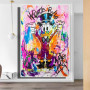 Funny Donald Duck And His Money Canvas Paintings Street Graffiti Art Disney Art Poster and Print Wall Picture