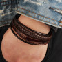 21cm Length Men Leather Rope Braided Alloy Magnetic Buckle Bracelet