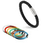 Leather Bracelet Solid Color Braided Bangle Bracelet Infinity Metal Magnetic Buckle