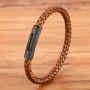 DIY Combination Stainless Steel Men's Leather Bracelet