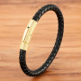 Combination Stainless Steel Men's Leather Bracelet