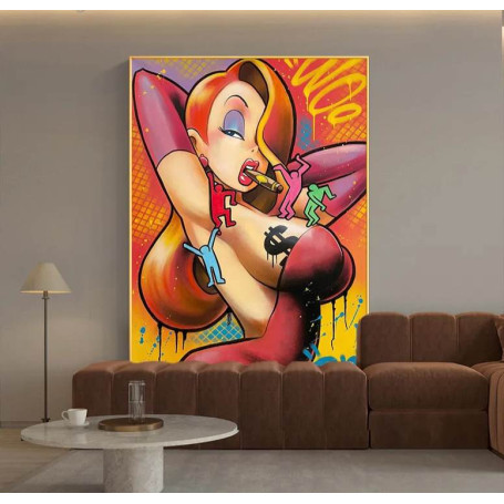 Sexy Anime Beauty Smoking A Cigarette Dollar Poster Art Canvas Painting Manga Character Wall Art Picture Mural