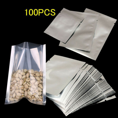 100PCS Heat Seal Aluminum Foil Bags Vacuum Sealer Pouches Food Grade Storage Bag Kitchen Supplies