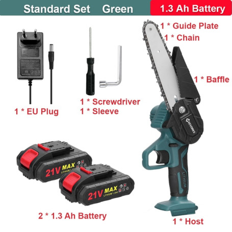 Geevorks 21V 6Inch Portable Cordless Chain Saw Electric Chainsaw Rechargeable Lithium-ion Battery Saws Gardening Power Tools