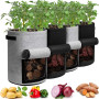 Felt 3pcs Potato Grow Bag with Lid 10Gallon Planter with Handle and Harvest Window Potato Tomato and Vegetable Mushroom Grow Bag