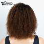 Trueme Afro Kinky Curly Human Hair Wigs Ombre Highlight Human Hair Wig With Bangs Colored Brazilian 4a Curly Bob Wig For Women
