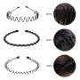 6pcs/Set Unisex Metal Headbands Wavy Hairband Hair Hoop Women Men Sport Fashion Hair Band Black Non Slip Simple Hair Accessories
