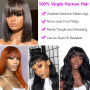 Straight Hair Bob Wigs Brazilian Human Hair Wig With Bangs Short Bob Wigs For Black Women Machine Made Wig Rebecca Remy Hair Bob