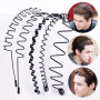 6Pcs Fashion Men's Metal Hairband Unisex Black Wavy Hair Head Hoop Band Women Unisex Flexible Sport Headband Hair Accessories