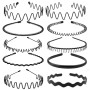 6Pcs Fashion Men's Metal Hairband Unisex Black Wavy Hair Head Hoop Band Women Unisex Flexible Sport Headband Hair Accessories