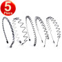 6Pcs Fashion Men's Metal Hairband Unisex Black Wavy Hair Head Hoop Band Women Unisex Flexible Sport Headband Hair Accessories