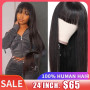 Wig With Bangs Fringe Wigs Human Hair Wig For Women Brazilian 100%Human Hair Sale Bangs Wig Full Machine Made Remy Hair Glueless