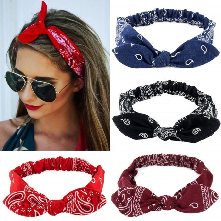 Women Suede Soft Solid Print Headbands Vintage Boohoo Cross Knot Elastic Hairbands Bandana Hair Accessories