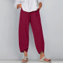 Women Linen Harem Pants Summer Casual Cotton Loose High Waist Pocket Trousers Female Vintage Ankle-Length Wide Leg Trousers