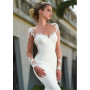 Mermaid Wedding Dress Bridal Party For Women Mariée White Boat Neck Simple Style Lace Long Sleeve