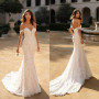 Elegant Lace Wedding Dress White V-Neck Mermaid Sleeveless Sweetheart Flower Bridal Gown Romantic Vestido De Noiva