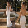 Spaghetti Straps Appliques Mermaid Wedding Dresse For Women Lace Beach Charming Bride Gowns Robe De Mariée Customize