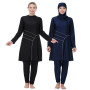 3XL-8XL Muslim Lady Patchwork Long Sleeves Round Collar Modest Swimming Clothes Arab Women 3 PCS Full Cover Loose Swimsuits