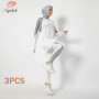 3PCS Muslim Sport Wear Sets For Women Hijab Islamic Fashion Clothing Woman Blouse Modest Long Sleeve Tops Pants Casual Clothes