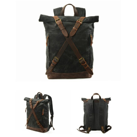 Luxury Vintage Canvas Backpacks for Men Oil Wax Canvas Leather Travel Backpack Large Waterproof Daypacks Retro Bagpack