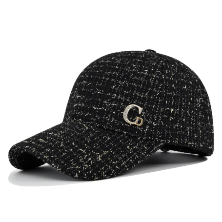 Women Rhinestone Letter Decoration Baseball Cap Thick Warm Girls Snapback Caps
