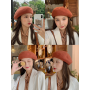 Women Wool Berets French Artist Style beanie Hat Retro Plain Solid Color Elegant Lady All Matched Cap