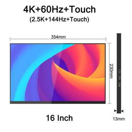 16/18 Inch 4K 144Hz Touchscreen Portable Monitor 100%DCI-P3 HDR 1MS FreeSync IPS Screen Gaming Display For PC XBox PS4/5 Switch
