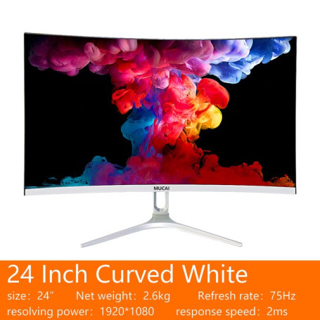 24/27 Inch Curved Monitor 75Hz PC Lcd FHD Computer Desktop Screen Gaming Display MVA Panel LED 1080P HDMI-compatible/VGA