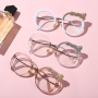 Retro Round Frame Anti Blue Light Glasses Women New Trends Optical Prescription Eyeglasses Frame Fashion Accessories