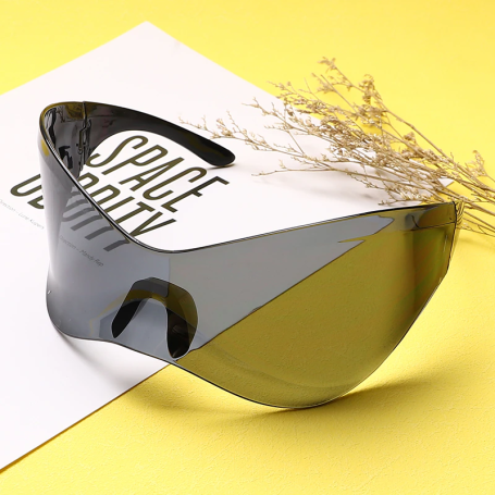 Oversized Punk Goggle New Women Men Silver Futuristic Sun Glasses Female Rimless Eyeglasses