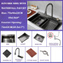 Quilding Nano Black Raindance Gun Metal Stainless Steel 304 Waterfall Kitchen Sink With Pull Out Faucet