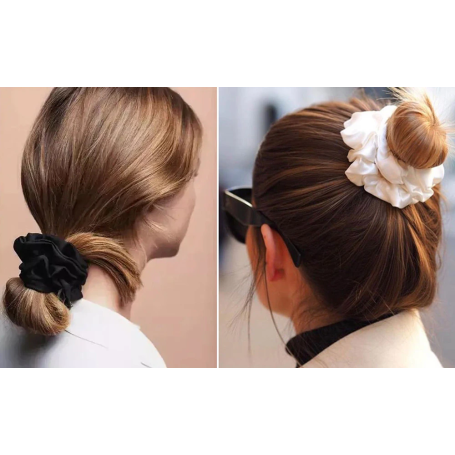 100% Mulberry Silk Hair Scrunchies Elastic Rubber Band Hair Ties Big Large Gum Ropes Ponytail Holders for Women Girls 16 Momme