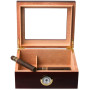 Cigar Humidor Luxury Tempered Glass Top Display Custom Packaging Wood Humidor Cigar Tobacco Case Box With Hygrometer